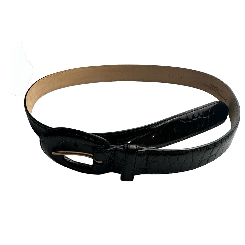 Bespoke Womens Genuine American Alligator Leather Belt Black Made in USA Size M